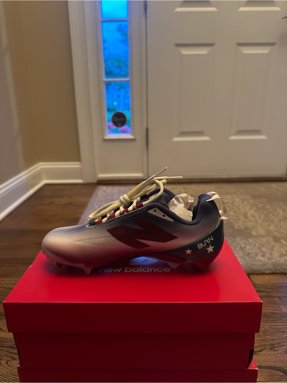 New Balance Burn Cleats — Navy and Red USA themed. All America game cleats.